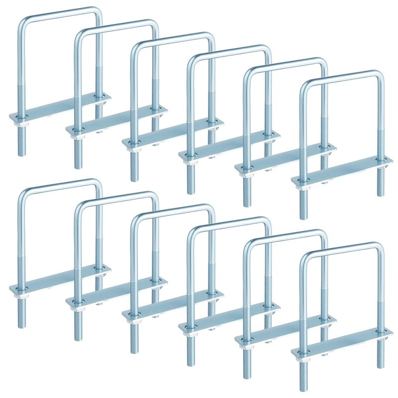 AOKLIT Store 12 Pcs Square u-Bolts Zinc Plated, U Bolt Carbon Steel for Sailboat Trailers, Tube, Industrial Supplies(3/8'' x 4'' x 7'') - Image 1